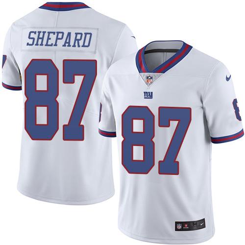 Nike Giants #87 Sterling Shepard White Men's Stitched NFL Limited Rush Jersey - Click Image to Close